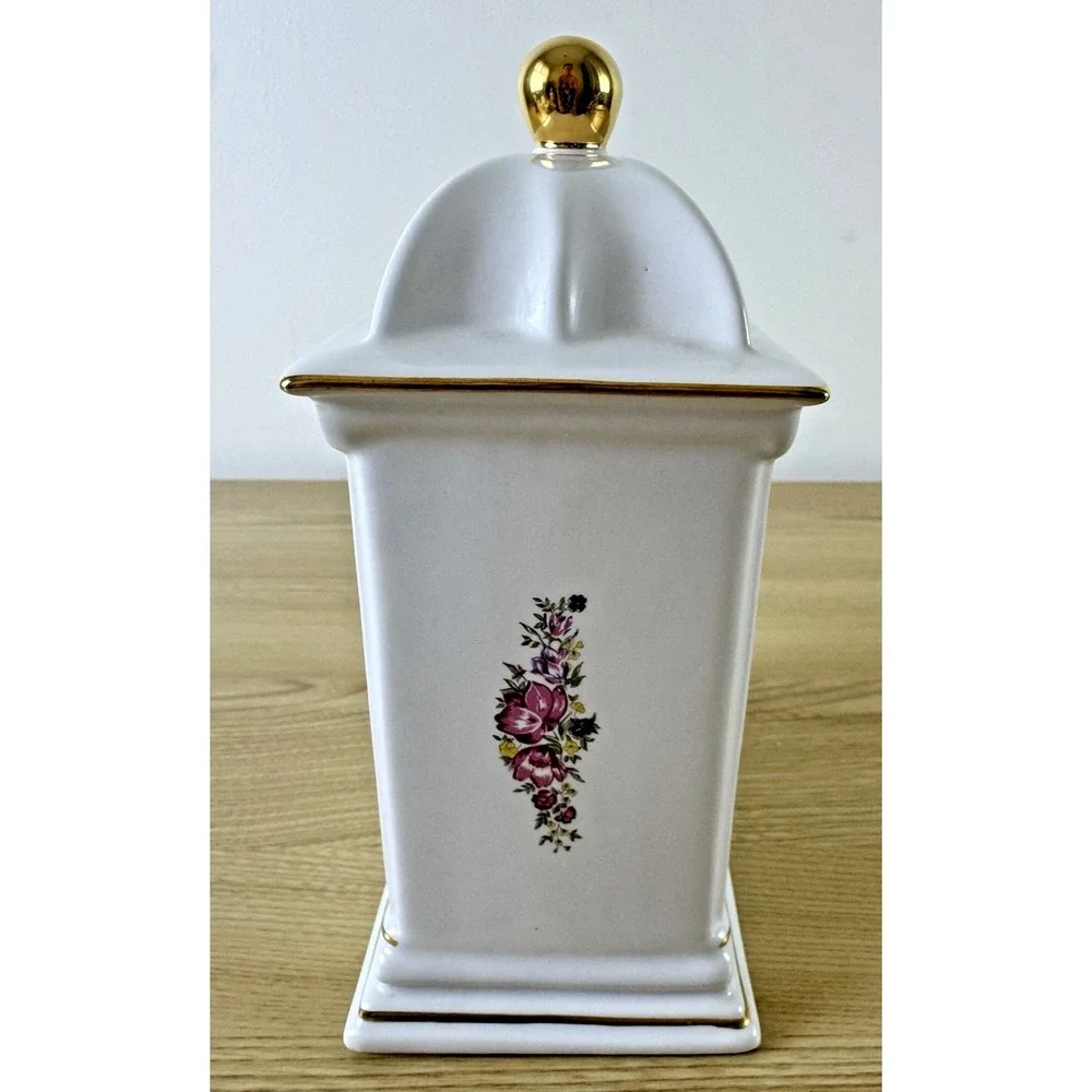 1993 PS Limited Edition Porcelain Mantel Clock Hidden Storage Floral Gold